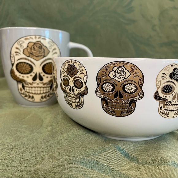 Day of the Dead style mug and bowl set by Eaton Fine Dining. No chips or cracks. - Picture 1 of 8